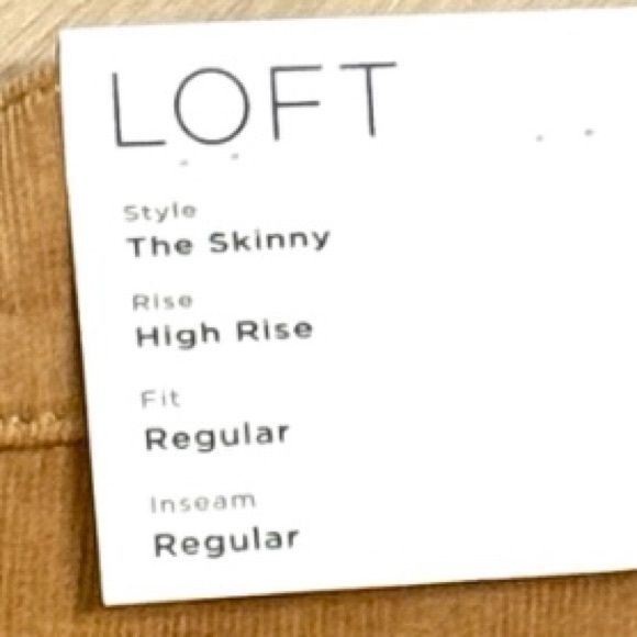 LOFT Corduroy Pants NWT in Tan Cream Sz 6/28 - Picture 7 of 12